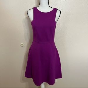4C Anthropologie Purple Sleeveless Ponte Mini Skater Dress Womens Size 6
